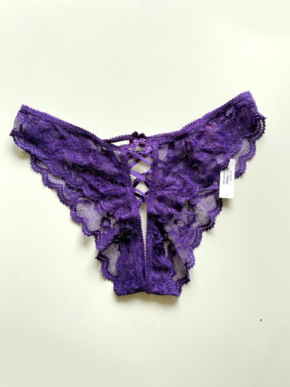 Adore me *NWT Sarina Crotchless Panty Size L Purple